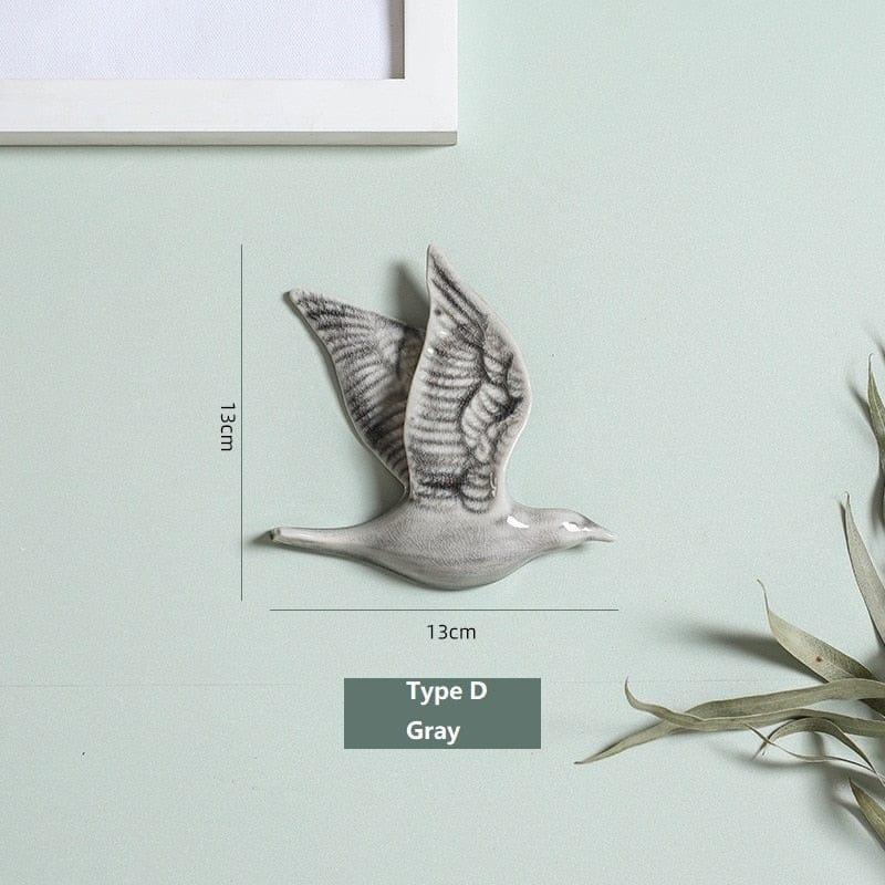 Shop 0 Type D-Gray / China 3D Ceramic Birds Shape Wall Hanging Decorations Simple Home Decorations Accessories Decoracao Para Casa Wall Crafts Ornaments Mademoiselle Home Decor