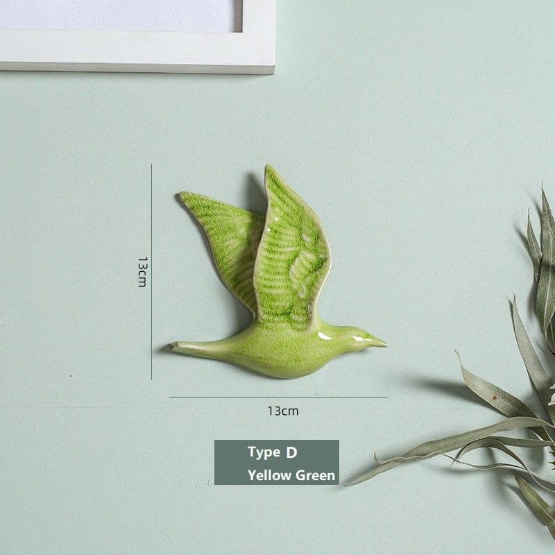 Shop 0 Type D-Yellow Green / China 3D Ceramic Birds Shape Wall Hanging Decorations Simple Home Decorations Accessories Decoracao Para Casa Wall Crafts Ornaments Mademoiselle Home Decor