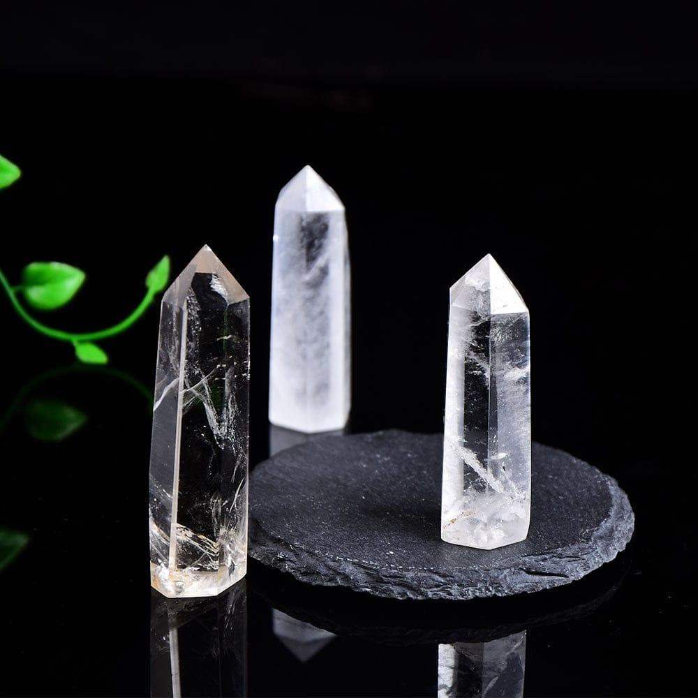 Shop 0 Natural Crystal Clear Quartz Transparency Quartz Point Healing Stone Hexagonal Prisms 50-80mm Obelisk Wand Stone Home Decor 1PC Mademoiselle Home Decor