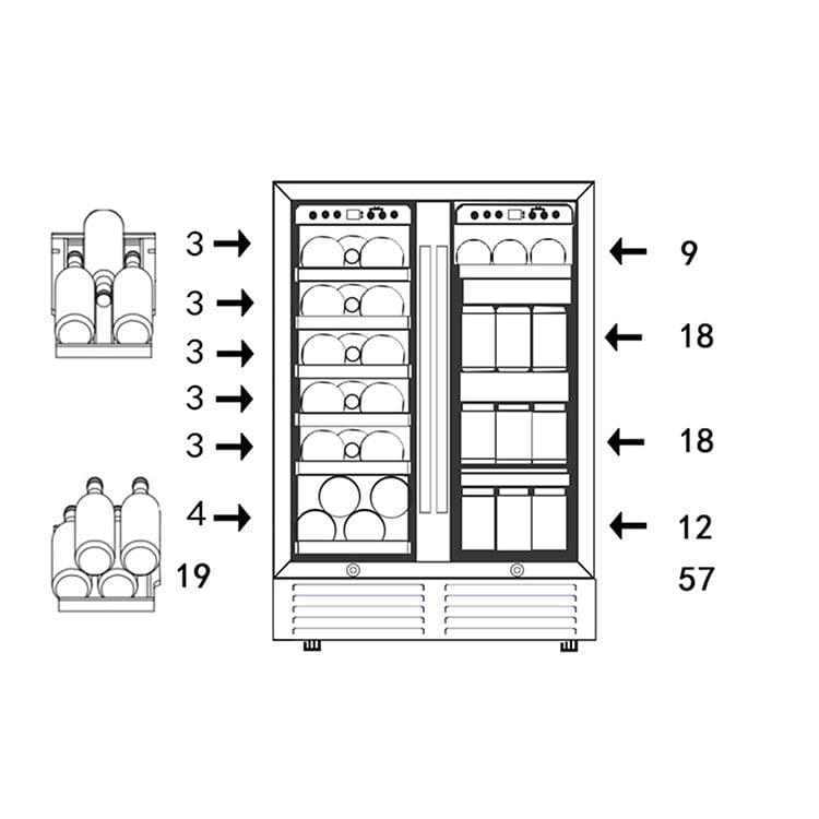 Shop SOTOLA  24'' Wine Cooler Refrigerator - Dual Zone Built-in or Freestanding Fridge with Stainless Steel Tempered Glass Door and Temperature Memory Function Mademoiselle Home Decor