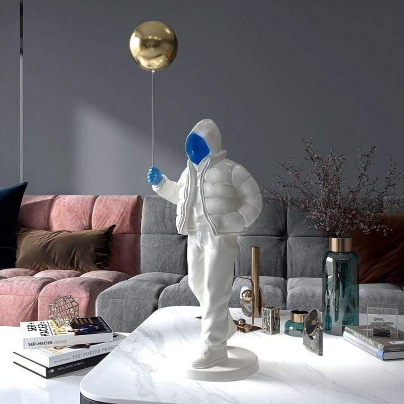 Shop 0 White and blue 68cm Nordic Style Originality Balloon Boy Floor Figure Statue Home Decoration Large Landing Living Room Decor Sculpture Figurine Mademoiselle Home Decor