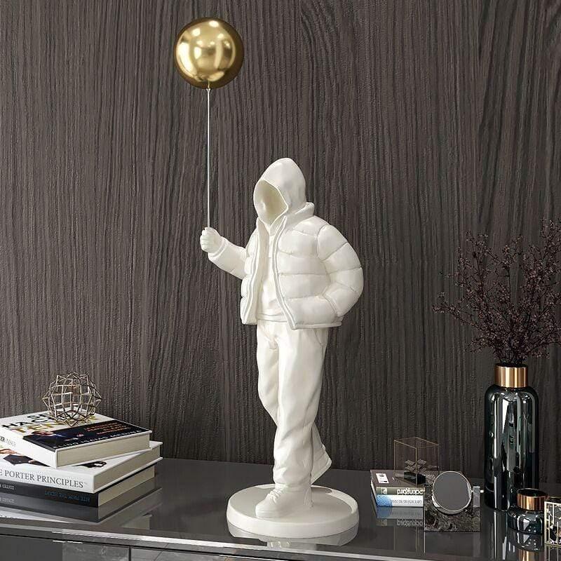 Shop 0 White 68cm Nordic Style Originality Balloon Boy Floor Figure Statue Home Decoration Large Landing Living Room Decor Sculpture Figurine Mademoiselle Home Decor