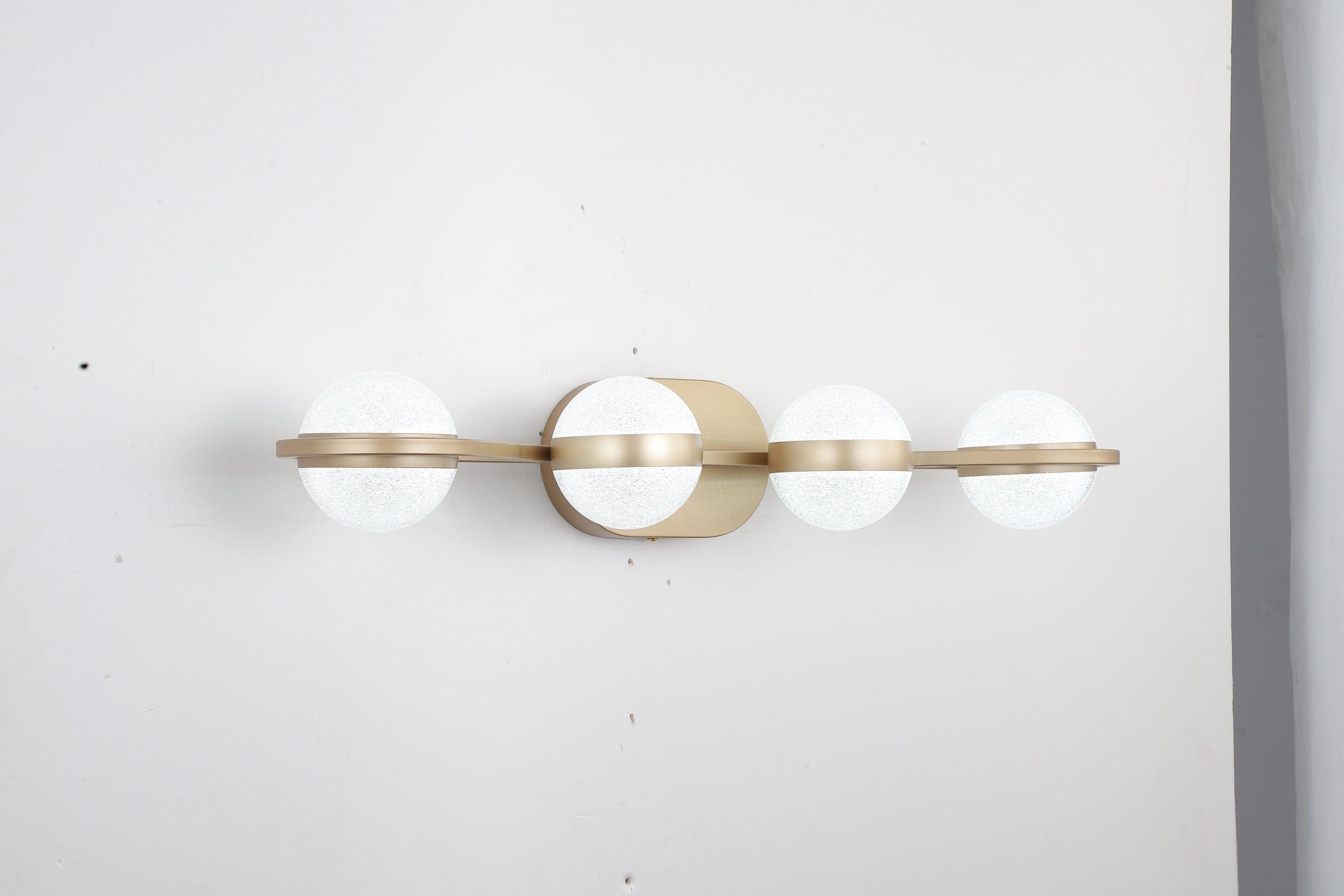 Shop LED Bathroom Vanity Lights Fixtures, 4-Lights Brushed Brass  Globe Glass Shade Over Mirror Mademoiselle Home Decor