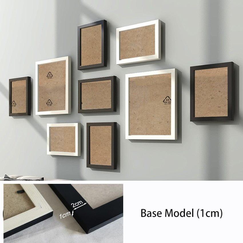 Shop 0 black white 1cm / overall  120X70cm 9Pcs/Set Natural Wood Picture Frames Wall Decor Photo Frame For Wall With Plexiglass Classic Wooden Frame For Wall Hanging Mademoiselle Home Decor