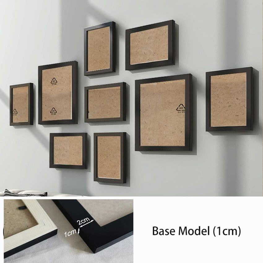 Shop 0 black Photo 1cm / overall  120X70cm 9Pcs/Set Natural Wood Picture Frames Wall Decor Photo Frame For Wall With Plexiglass Classic Wooden Frame For Wall Hanging Mademoiselle Home Decor