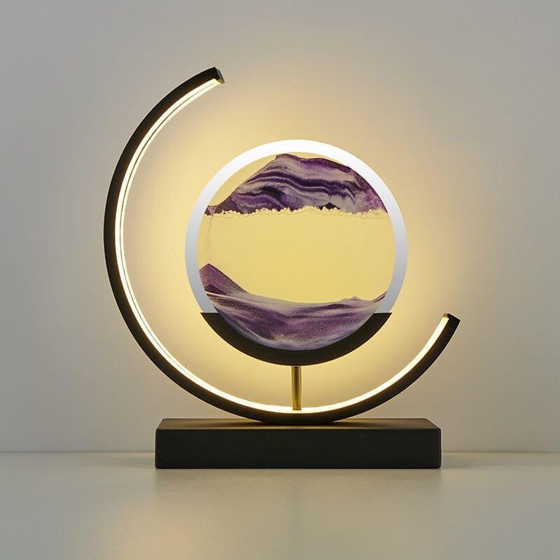 Shop 0 8Black Moon-Purple / Remote control LED Quicksand Painting Hourglass Art Unique Decorative Sand Painting Night Light Bedroom Decoration Glass Hourglass Table Lamp Mademoiselle Home Decor