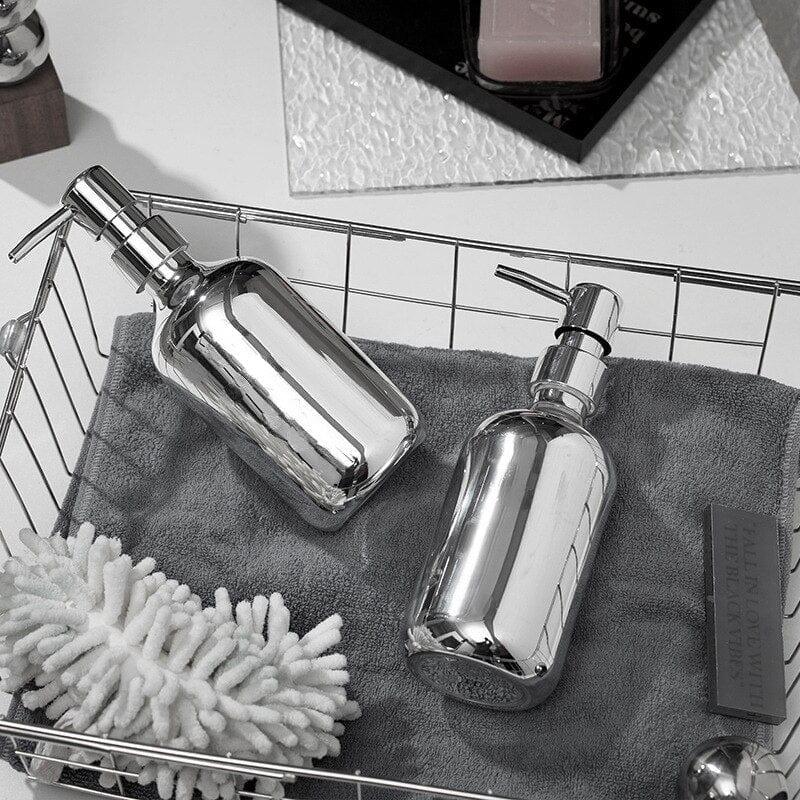 Shop 0 500/300ml Silver Plating Soap Sanitizer Bottle Refillable Shampoo Shower Gel Soap Dispenser for Bathroom Kitchen Accessories Mademoiselle Home Decor