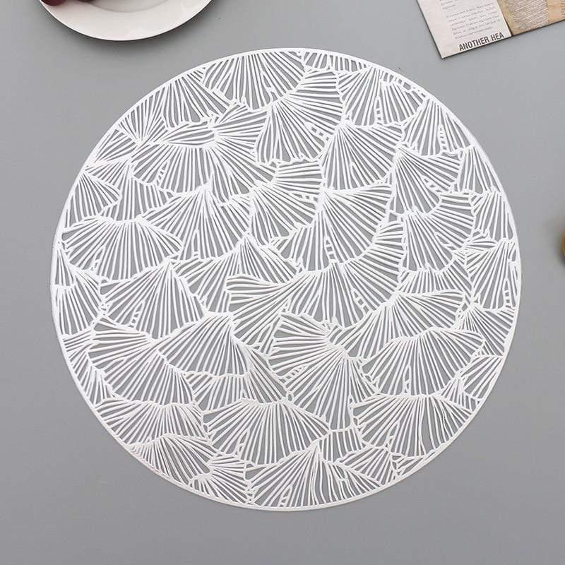 Shop 0 Silver / Diameter 38cm / 4 pieces Round Placemats Restaurant Hollow PVC decoration Meal Mat Anti-hot Dining Table Line Mat Steak Plate Pad 6pcs 4PCS Mademoiselle Home Decor