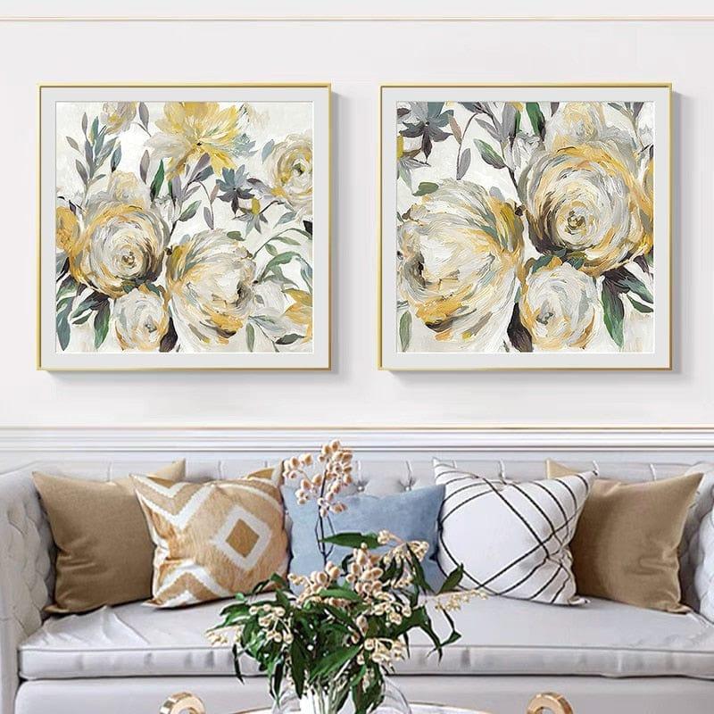 Shop 0 Scandinavian Abstract Flower Canvas Painting Yellow Plant Leafs Posters and Prints Wall Art Pictures for Living Room Decoration Mademoiselle Home Decor