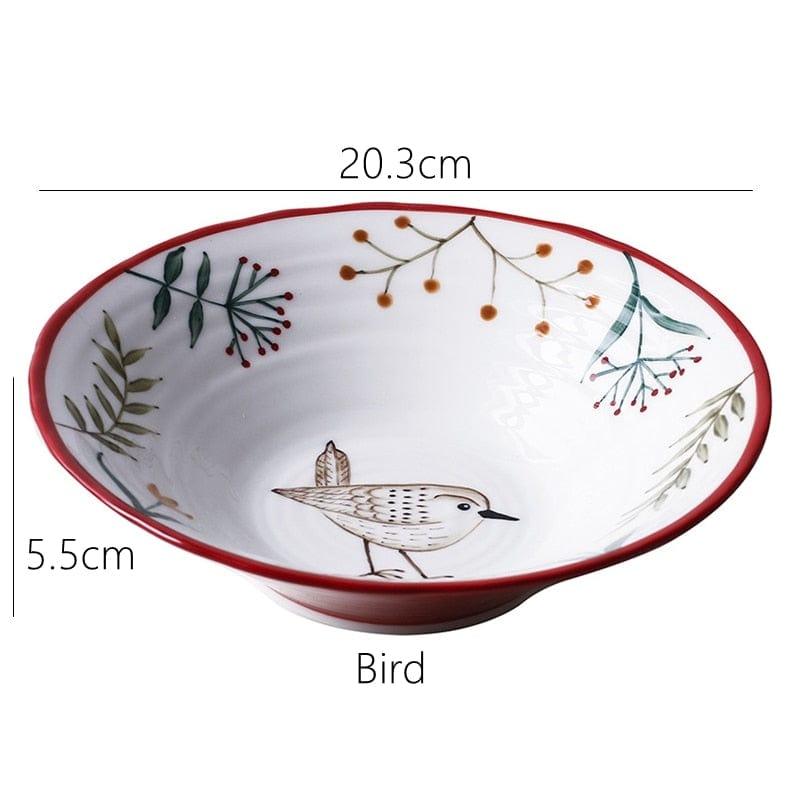 Shop 0 Bird 8 inch Ceramic Bowl Noodle Bowl Forest Animal Design Large Bowl Creative Restaurant Household Flower Bowl Mademoiselle Home Decor