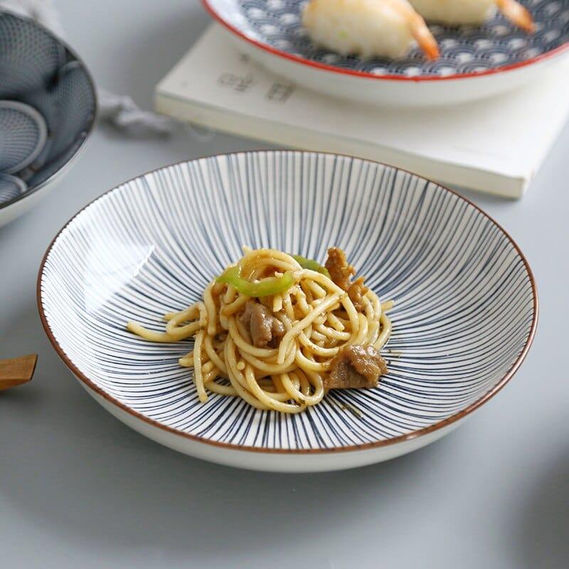 Shop 0 3 Pcs / Set 8 Inch Deep Dinner Plate Ceramic Tableware Porcelain Round Shape Rice Bread Butter Dessert Noodles Salad CZY-BS1007 Mademoiselle Home Decor