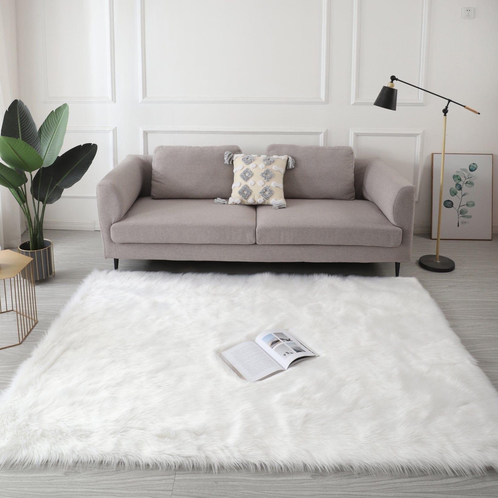 Shop Herzegovina White Faux Fur Rug Mademoiselle Home Decor