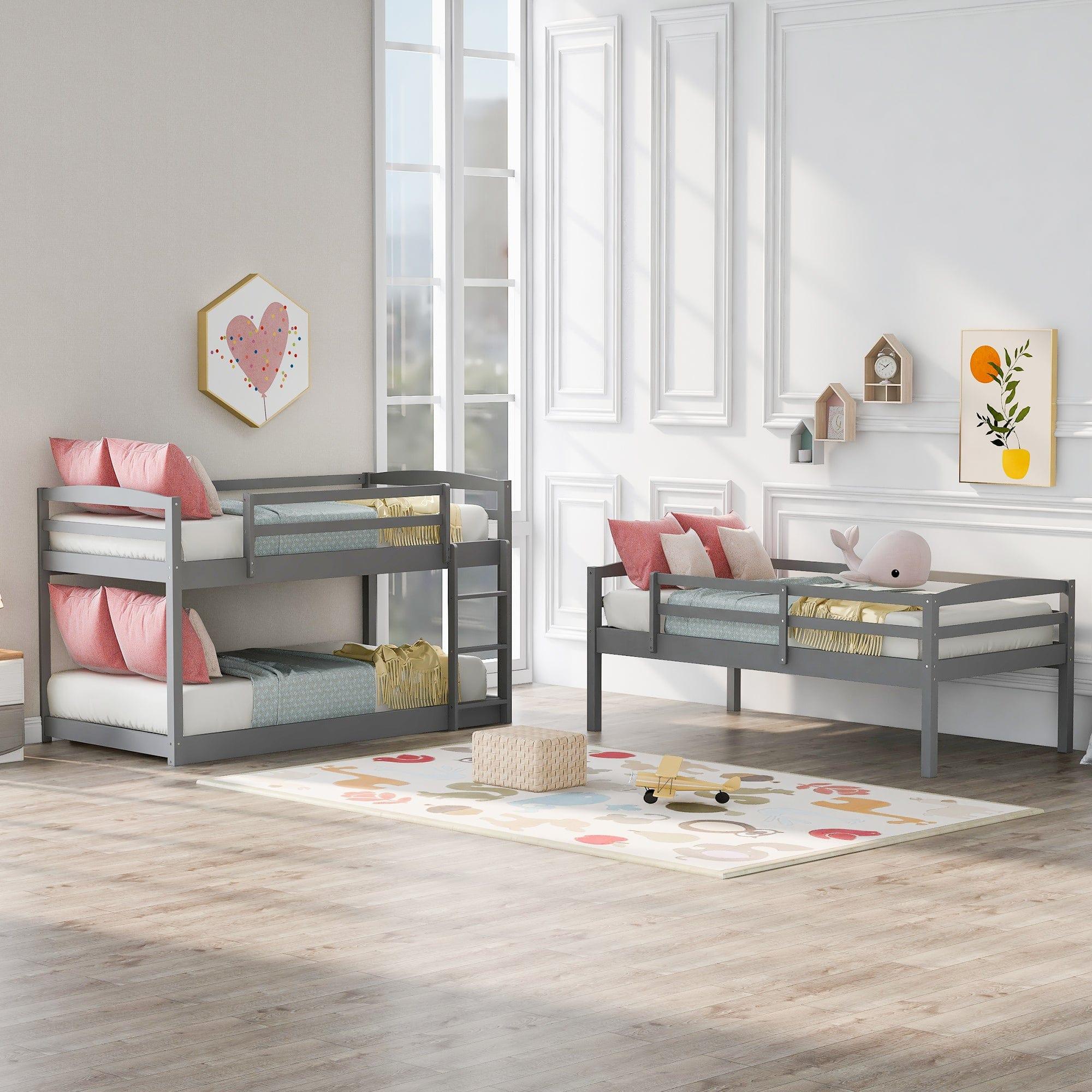 Shop Twin over Twin over Twin Triple Bunk Bed,Gray Mademoiselle Home Decor