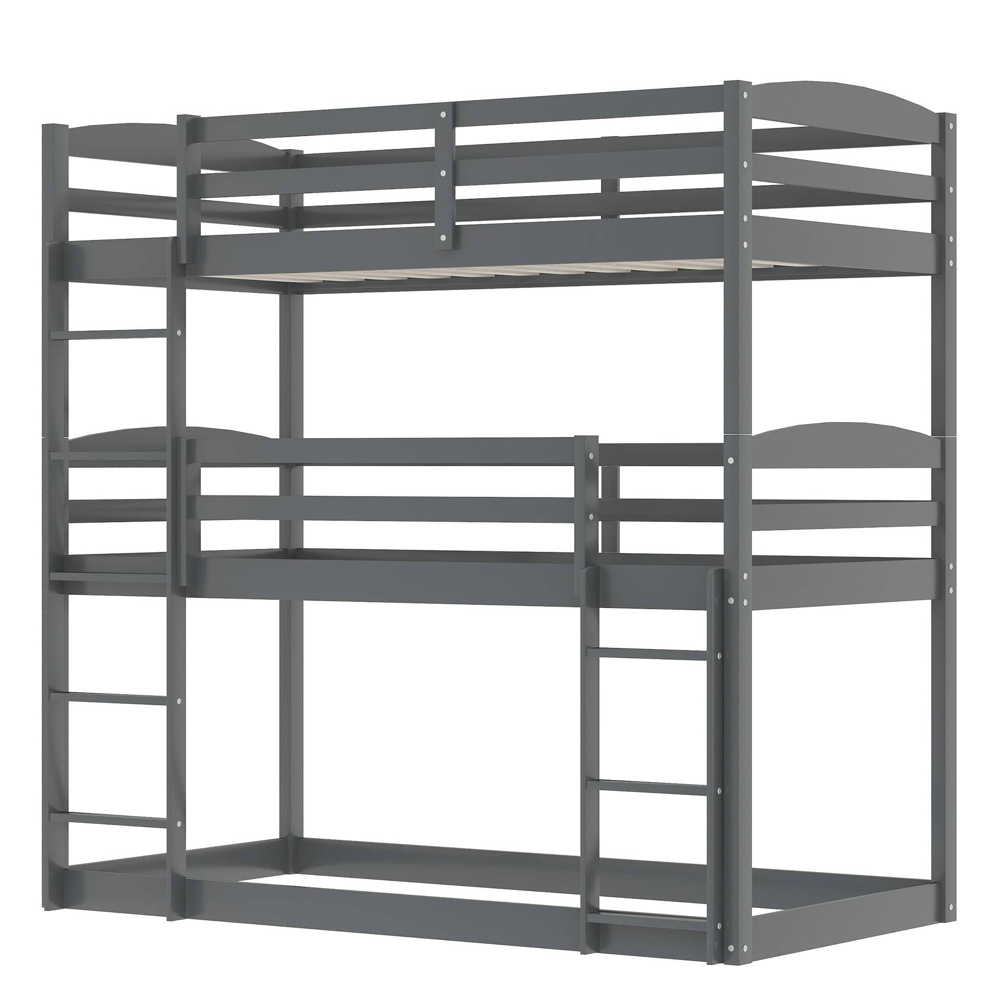 Shop Twin over Twin over Twin Triple Bunk Bed,Gray Mademoiselle Home Decor