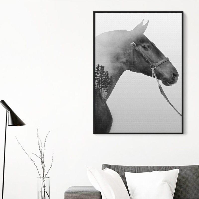 Shop 0 Black White Horse Animal Picture Home Decor Nordic Canvas Painting Wall Art Print Minimalist Realist Art Poster for Living Room Mademoiselle Home Decor