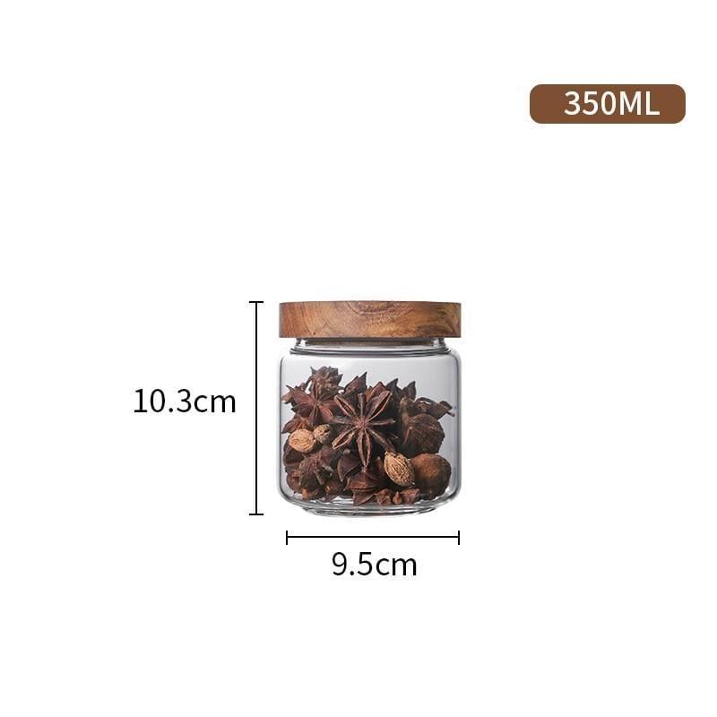 Shop 0 350ml Wood Lid Orgnizer Glass Airtight Canister Kitchen Storage Bottles Jar Sealed Food Container Ginger Cereal Dispenser Stash Cans Mademoiselle Home Decor