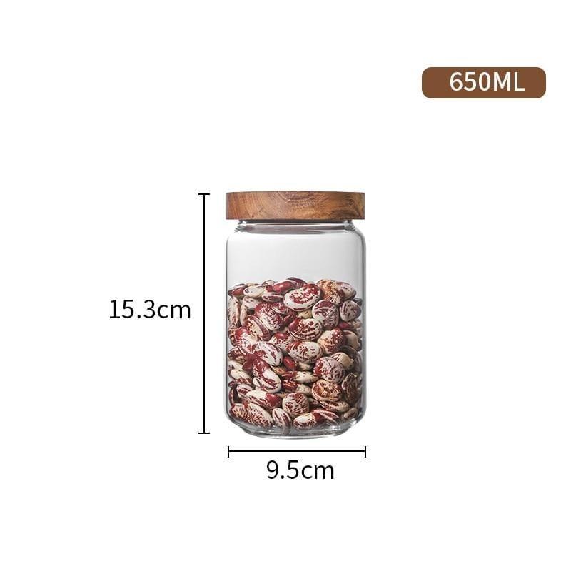 Shop 0 650ml Wood Lid Orgnizer Glass Airtight Canister Kitchen Storage Bottles Jar Sealed Food Container Ginger Cereal Dispenser Stash Cans Mademoiselle Home Decor