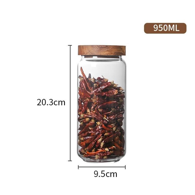 Shop 0 950ml Wood Lid Orgnizer Glass Airtight Canister Kitchen Storage Bottles Jar Sealed Food Container Ginger Cereal Dispenser Stash Cans Mademoiselle Home Decor