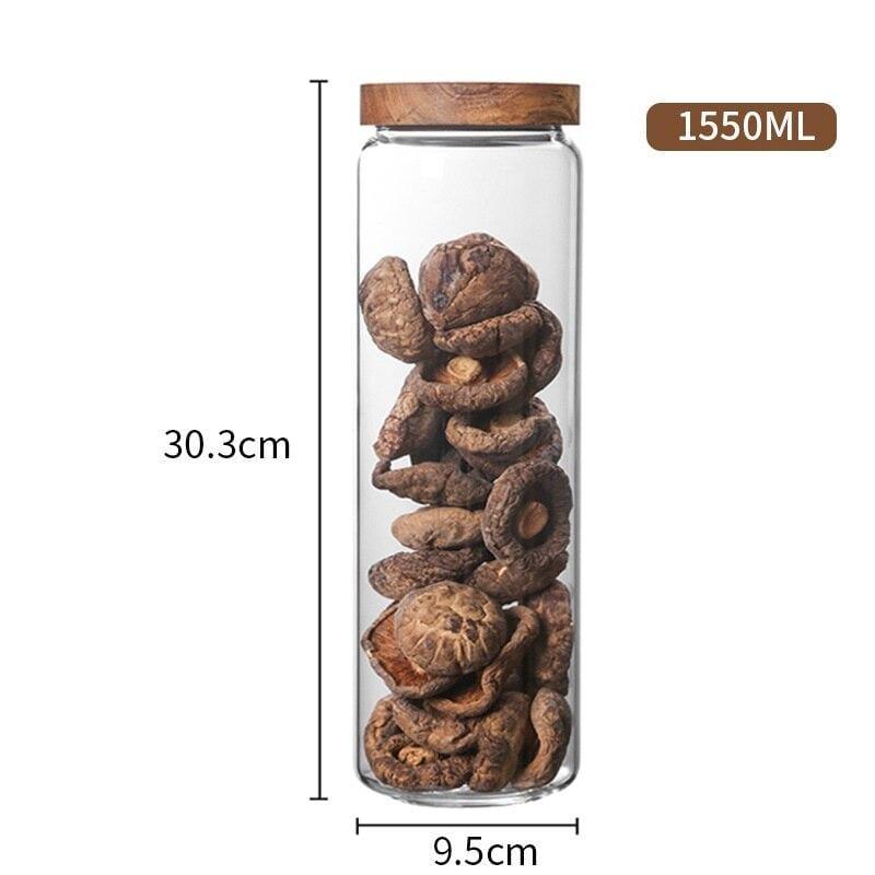 Shop 0 1550ml Wood Lid Orgnizer Glass Airtight Canister Kitchen Storage Bottles Jar Sealed Food Container Ginger Cereal Dispenser Stash Cans Mademoiselle Home Decor