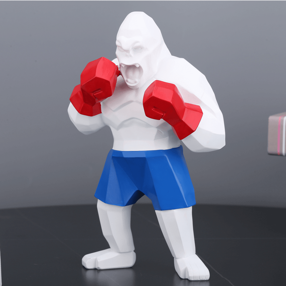 Shop 0 Creative Abstract Resin Sculpture Boxer King Kong Home Decoration Animal Ornament Fighting Large Mountain Gorilla Figure Statue Mademoiselle Home Decor