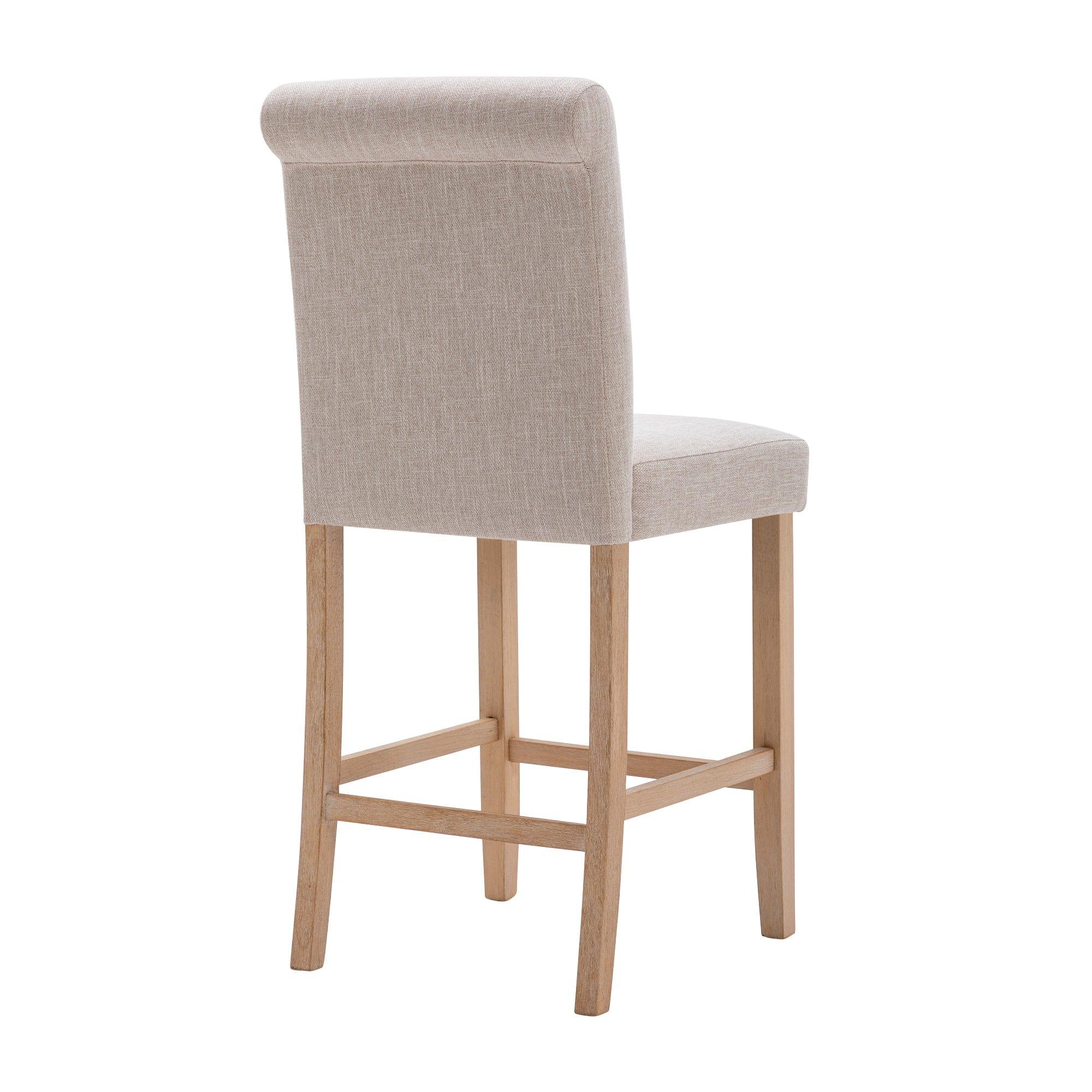 Shop Hengming Set of 2 Bar Stools Soft Cushions with Solid Wood Legs(Beige) Mademoiselle Home Decor