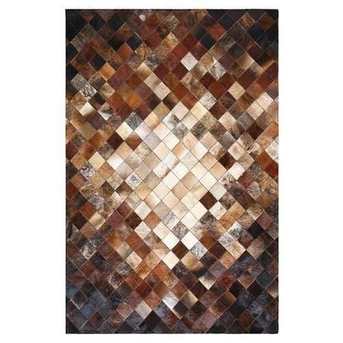 Shop 0 1 / 40x60cm American Luxury Natural Brown Printed Cowhide Pattern Patchwork Carpet Living Room Printed Calfskin Plaid Carpet Mademoiselle Home Decor