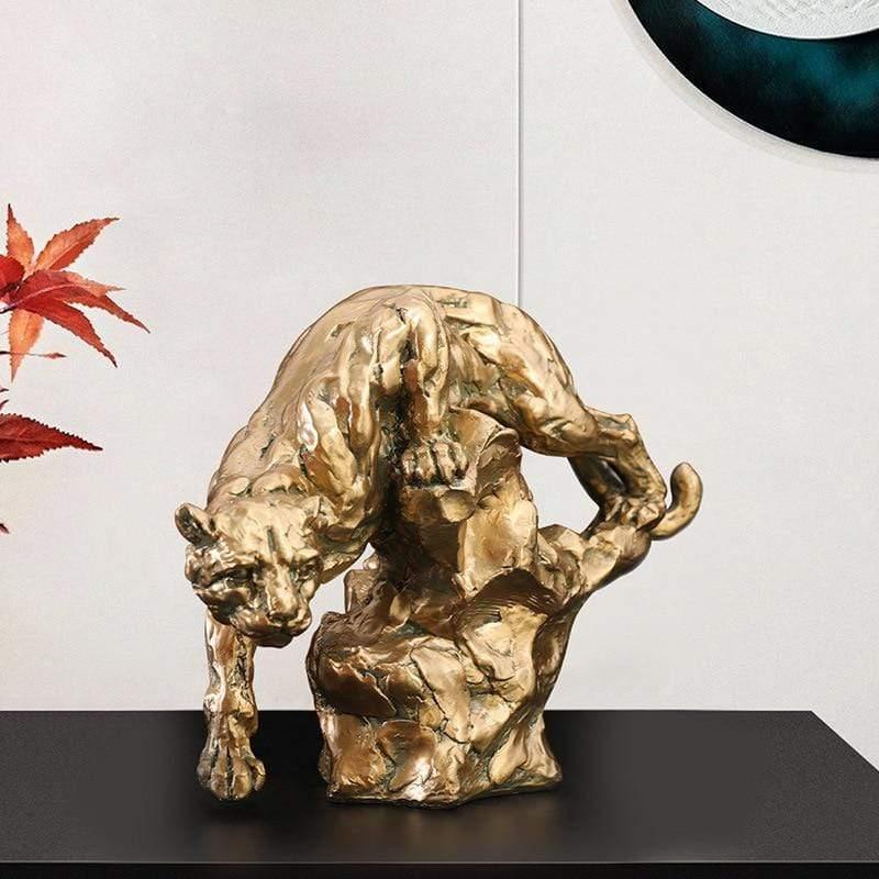 Shop 0 Abstract Gold Panther Sculpture Geometric Resin Leopard Statue Home Office Desktop Decor Craft Ornament  Furnishing Mademoiselle Home Decor