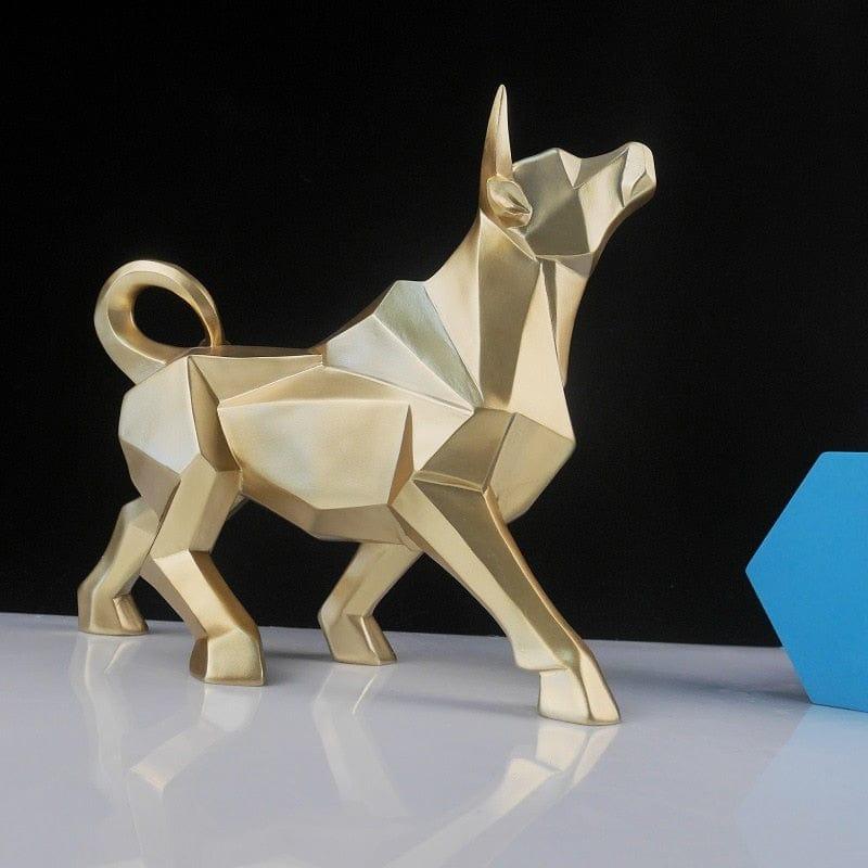 Shop 0 B-gold Bull Statues Art Geometric Resin Bison Sculpture Animal Home Decoration Tabletop Ox Figurine Ornament Office Crafts Decor Gifts Mademoiselle Home Decor