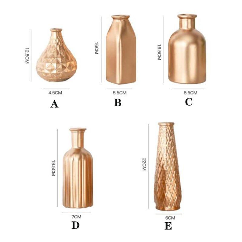 Shop 0 Golden Glass Vase Home Decor Flower Vase European Room Decor Modern Wedding Decoration Hydroponic Plants Container Ornaments Mademoiselle Home Decor