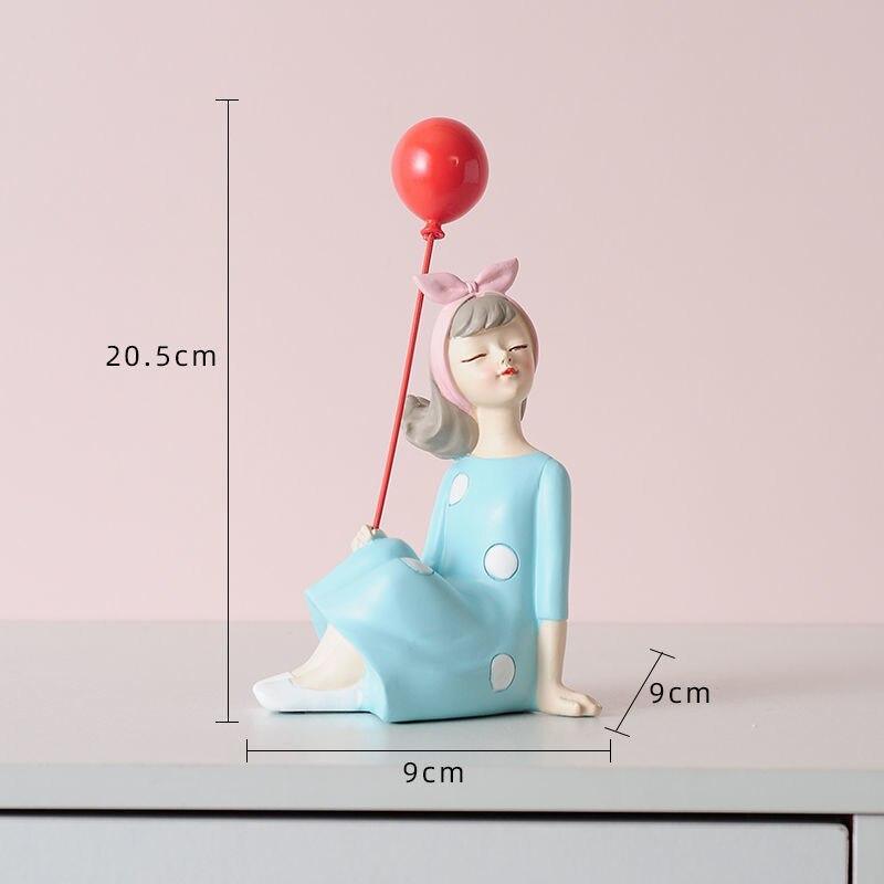 Shop 200042147 Girl with balloon - Blue Kiko Sculpture Mademoiselle Home Decor