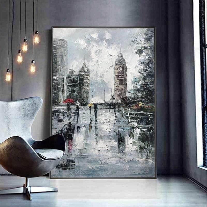 Shop 0 40cmx60cm / no framed Knife Landscaple Oil Painting Northern Europe Light Luxury Style Decorative City Palette Knife Oil Painting Art Paintings Mademoiselle Home Decor