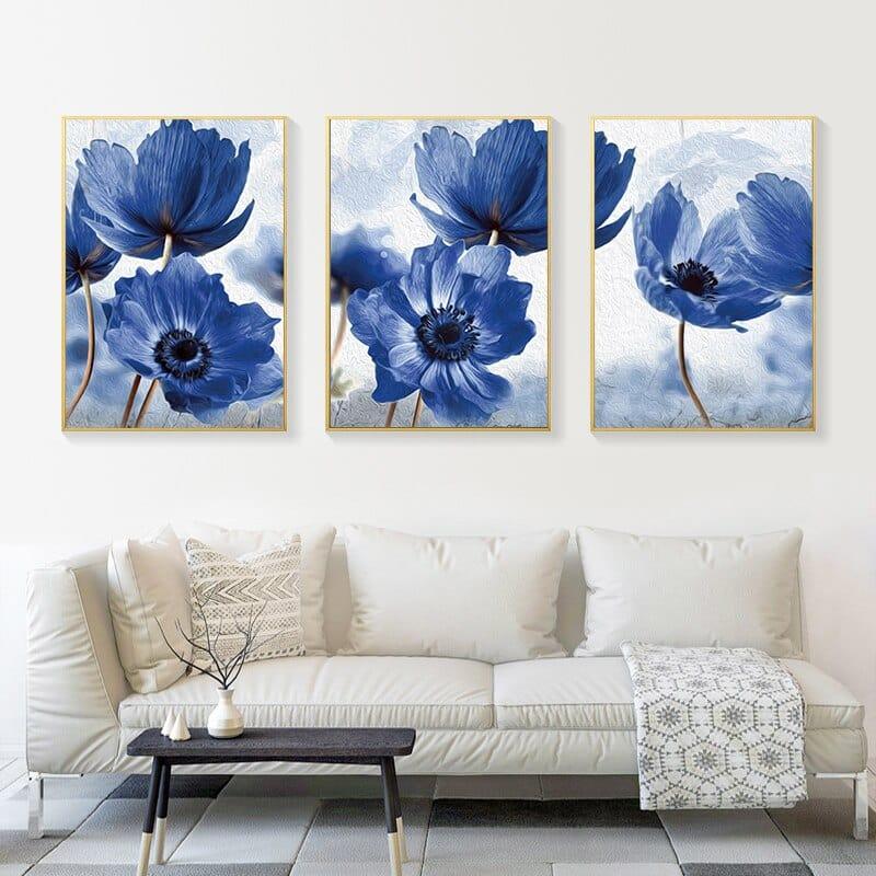 Shop 0 Floral Botanical Canvas Print Abstract Blue Flower Plant Poster Nordic Style Wall Art Painting Scandinavian Decoration Picture Mademoiselle Home Decor