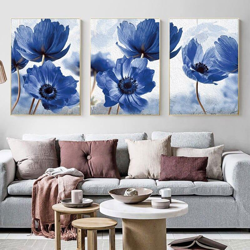 Shop 0 Floral Botanical Canvas Print Abstract Blue Flower Plant Poster Nordic Style Wall Art Painting Scandinavian Decoration Picture Mademoiselle Home Decor