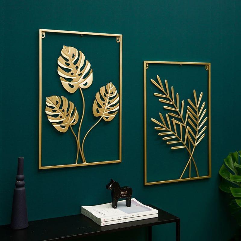 Shop 0 Nordic Metal Leaf Plant Wall Decor Wrought Iron Wall Hanging Non-perforated Wall Mural Living Room Bedroom Home Decoration Hot Mademoiselle Home Decor