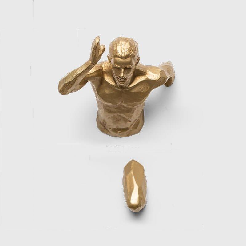 Shop 0 gold-right Creative Industrial Style Running Sculpture Resin Living Room Background Wall Decoration Hanging Run Figure Statue Sports Man Mademoiselle Home Decor