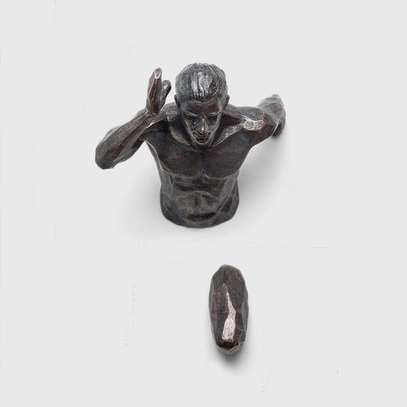 Shop 0 dark bronze-right Creative Industrial Style Running Sculpture Resin Living Room Background Wall Decoration Hanging Run Figure Statue Sports Man Mademoiselle Home Decor