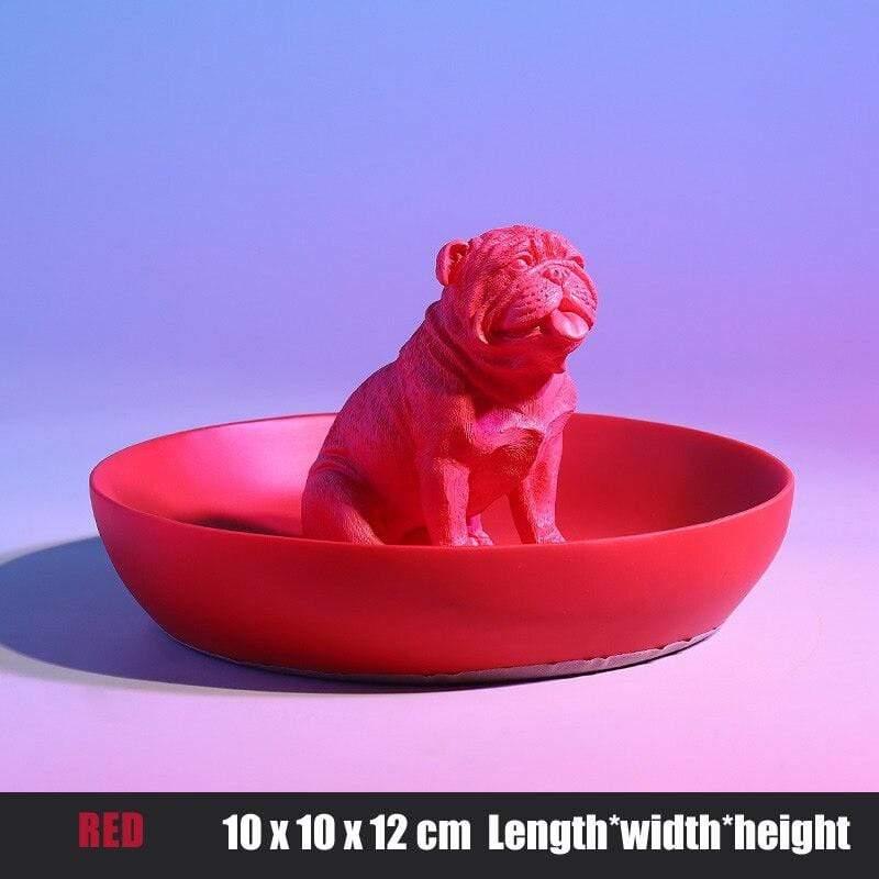 Shop 0 RED Creative Multi Use Color Bulldog Statue With Storage Tray Resin Dog Figurine Home Office Bar Store Decoration Ornament Crafts Mademoiselle Home Decor
