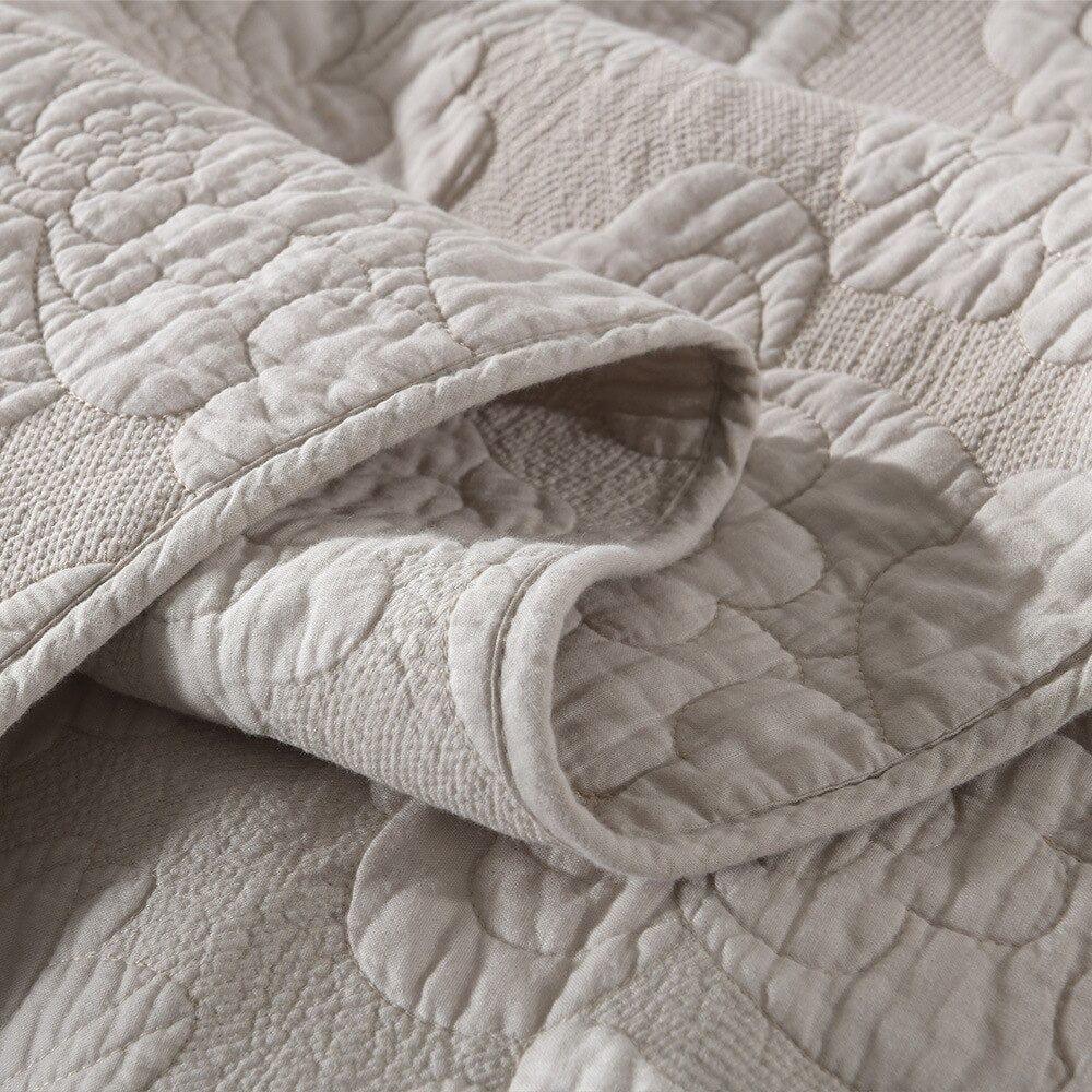 Shop 0 Premium Quilted Cotton Bedspread Coverlet Set Beige Embroidery  Chic Floral Comforter Bed Cover set 2 Pillow shams Mademoiselle Home Decor