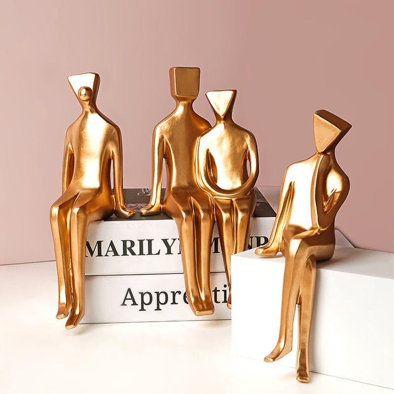 Shop 0 Nordic Small Golden Figure Resin Statue Decoration Interior Figurine Home Living Room Decor Desk Accessories TV Cabinet Decor Mademoiselle Home Decor