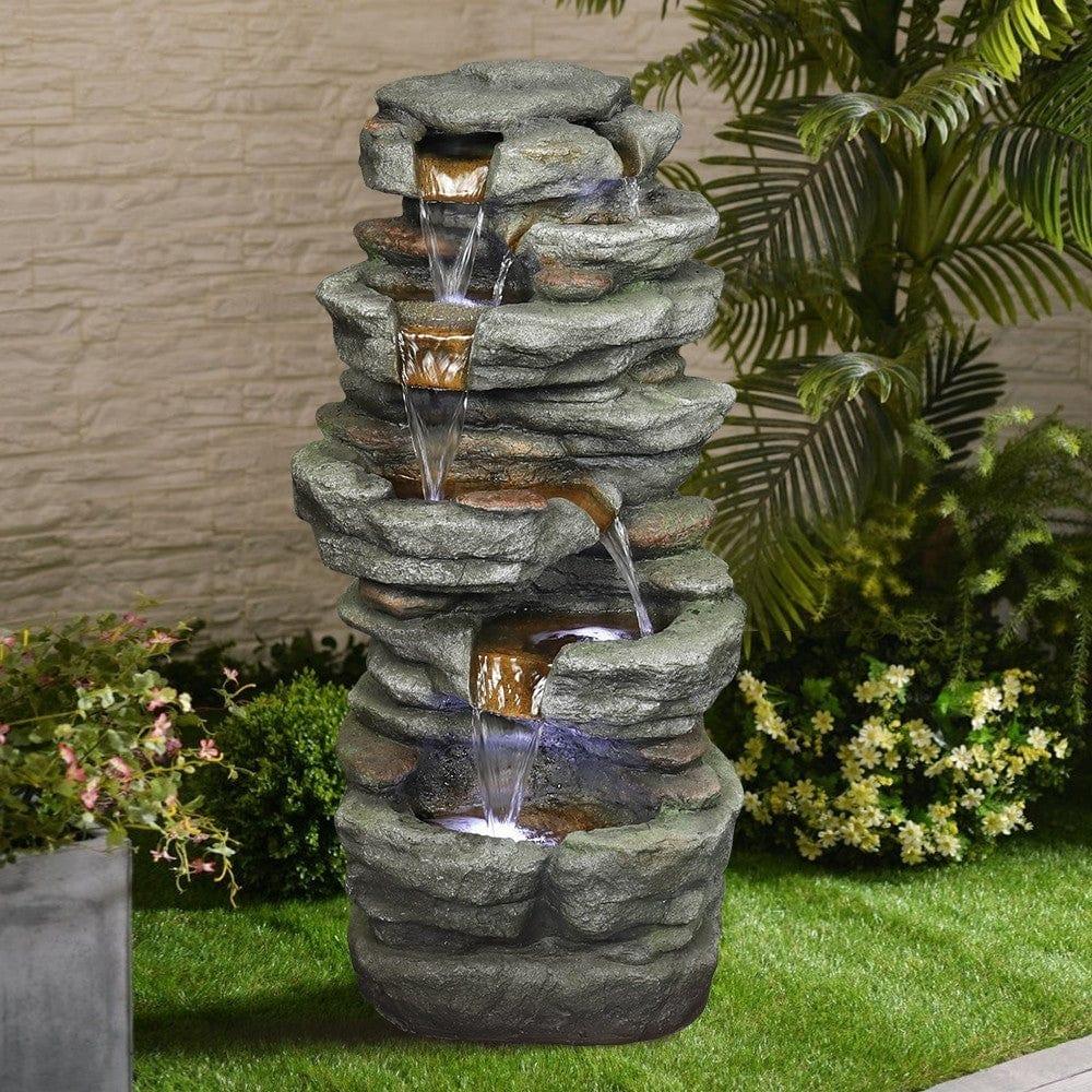 Shop 33" Outdoor Fountain Rockery Shower Outdoor Water Fountain with LED for Home Mademoiselle Home Decor