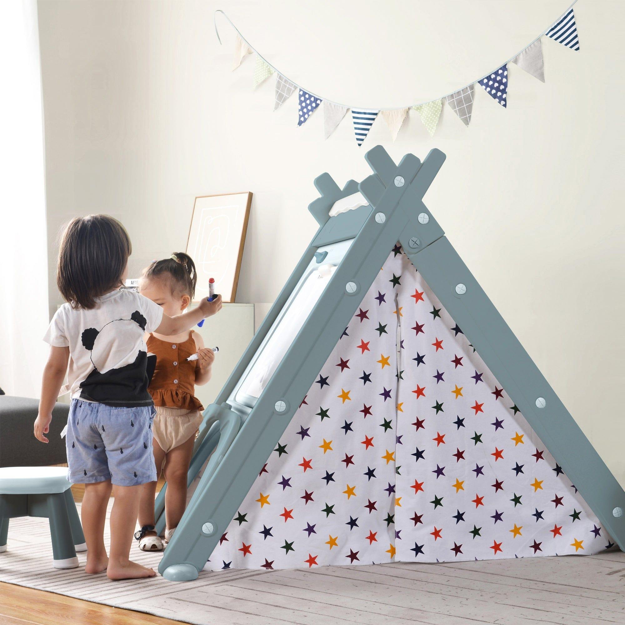 Shop Kids Play Tent - 4 in 1 Teepee Tent with Stool and Climber, Foldable Playhouse Tent for Boys & Girls Mademoiselle Home Decor