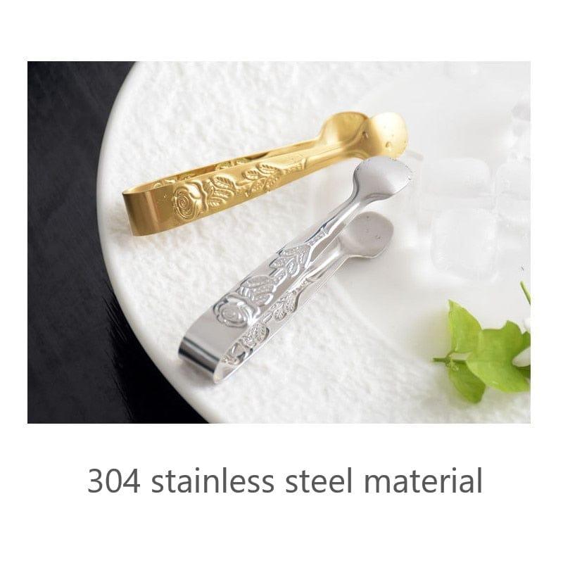 Shop 0 High Quality Ice Tong Embossed Rosette Handle Stainless Steel Food Tong Sliver/Gold Ice Cube Clip BBQ Clip Kitchen Bar Supplies Mademoiselle Home Decor