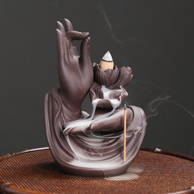 Shop 0 Only Burner Ceramic Handicraft Buddha Hand Backflow Incense Burner Incense Stick Holder Lotus Censer Office Tea House Decorate Mademoiselle Home Decor