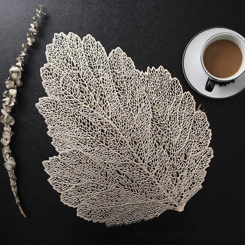 Shop 0 Leaves Placemats Restaurant Hollow PVC decoration Meal Mat Anti-hot Dining Table Line Mat Steak Plate Pad 6pcs 4PCS Mademoiselle Home Decor