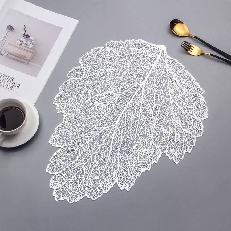 Shop 0 Silver / 36x47cm / 4 pieces Leaves Placemats Restaurant Hollow PVC decoration Meal Mat Anti-hot Dining Table Line Mat Steak Plate Pad 6pcs 4PCS Mademoiselle Home Decor