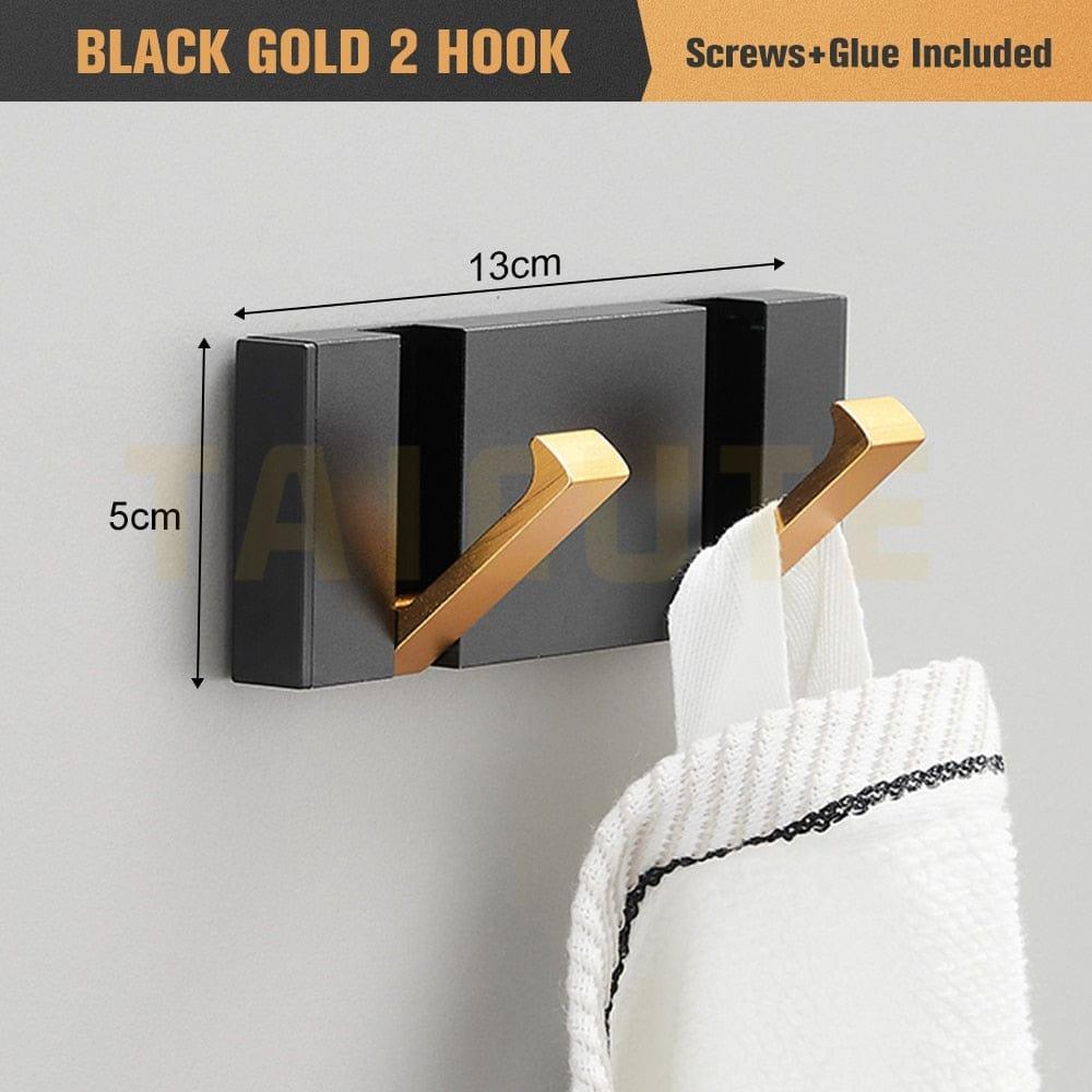 Shop 0 Black Gold 2 Hook / China TAICUTE Folding Towel Hanger 2ways Installation Wall Hooks Coat Clothes Holder for Bathroom Kitchen Bedroom Hallway, Black Gold Mademoiselle Home Decor