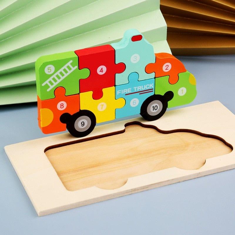 Shop 0 Fire truck Montessori Wooden Animals Puzzle Mademoiselle Home Decor