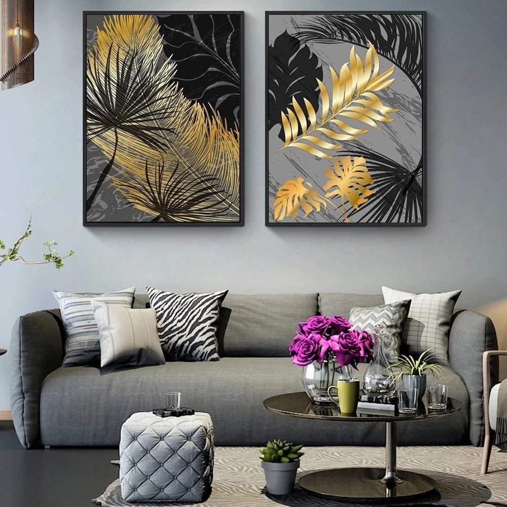 Shop 0 Cold Rain-prints Scandinavian Style Poster Golden Leaf Art Plant Abstract Painting Nordic Art Turtle Leaf Pictures Home Decor Mademoiselle Home Decor