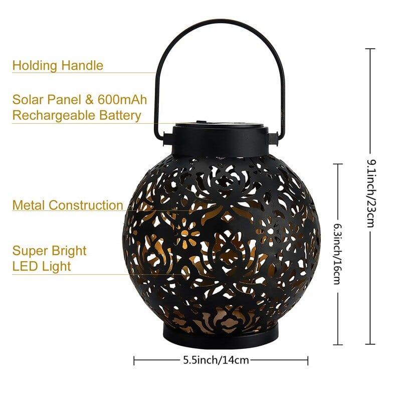 Shop 0 Black Waterproof Solar Lamp Retro Hollow Lantern Light Art Decorative Solar Garden Lights LED Projection Lamp Courtyard Landscape Mademoiselle Home Decor