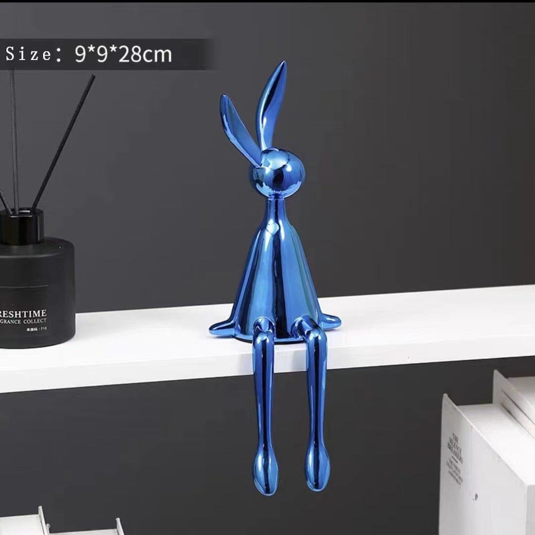 Shop 0 Small Blue 3 Piece Creative Shiny Rabbit Statue Home Decor Modern Nordic Animal Resin Art Sculpture Crafts Desktop Electroplated Ornament Mademoiselle Home Decor